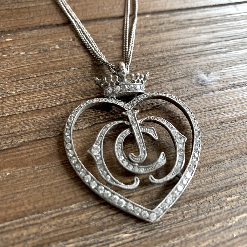 Juicy Couture Silver Pave Heart Necklace
